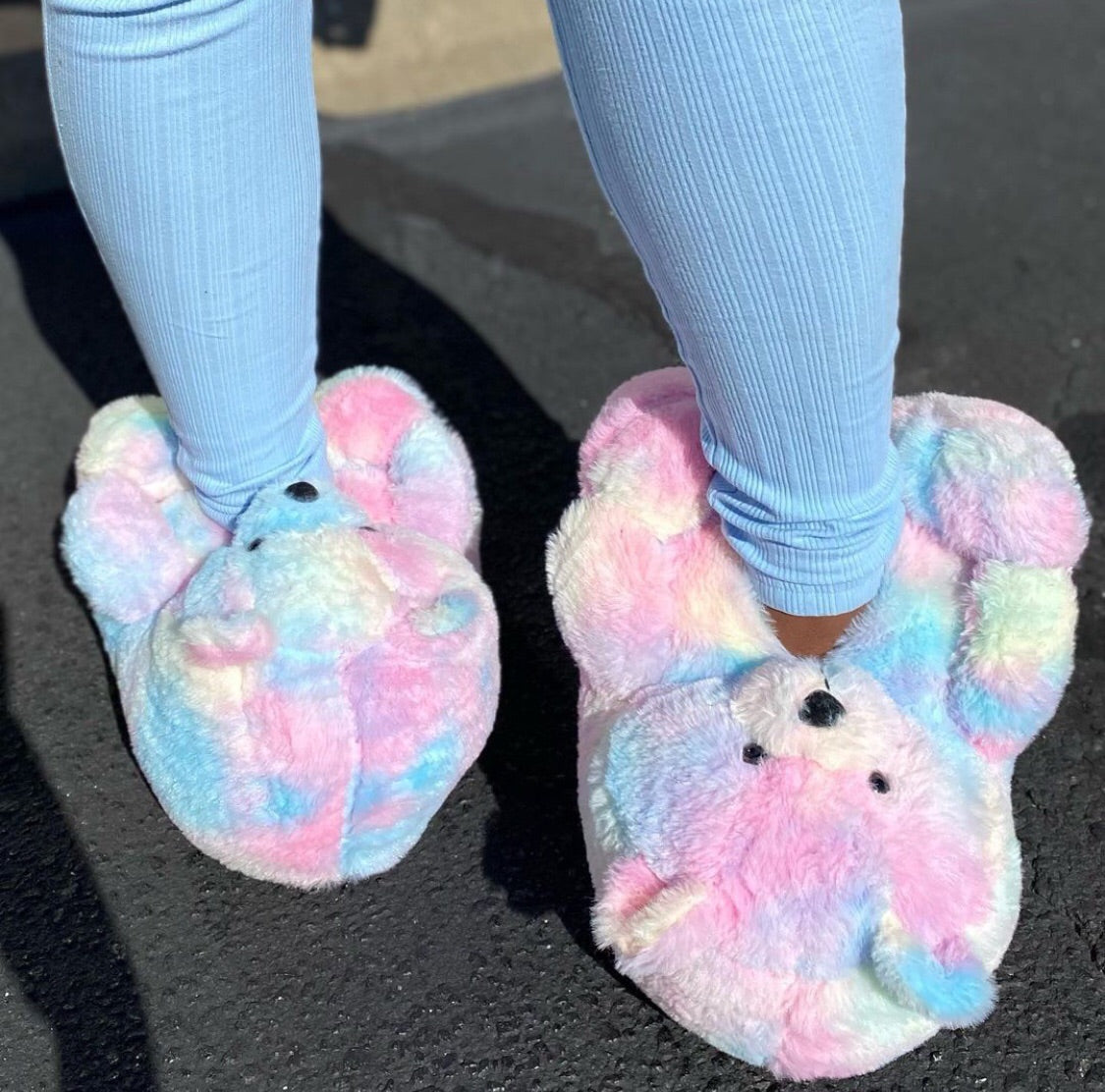 Fluffy teddy bear online slippers